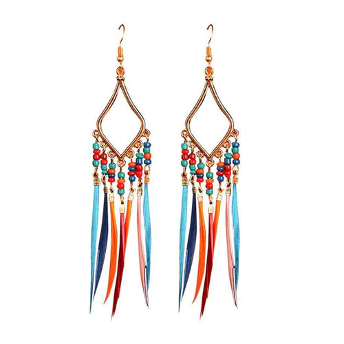 Load image into Gallery viewer, Tassels Feather Earrings
